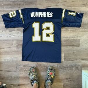 Vintage Starter San Diego Chargers Stan Humphries #12 navy yellow jersey Men L